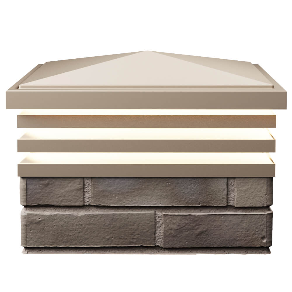 Колпак Zking Бона ХайТек Бежевый на столб 1.5х1.5 кирпича (385х385мм) с подсветкой в Твери фото