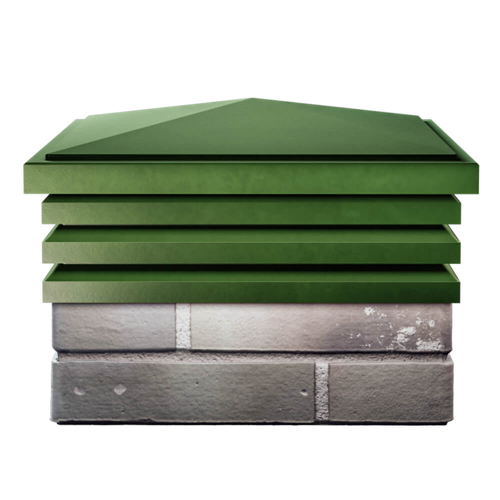 Колпак Zking Бона ХайТек Зеленый на столб 1.5х1.5 кирпича (385х385мм) Тверь фото