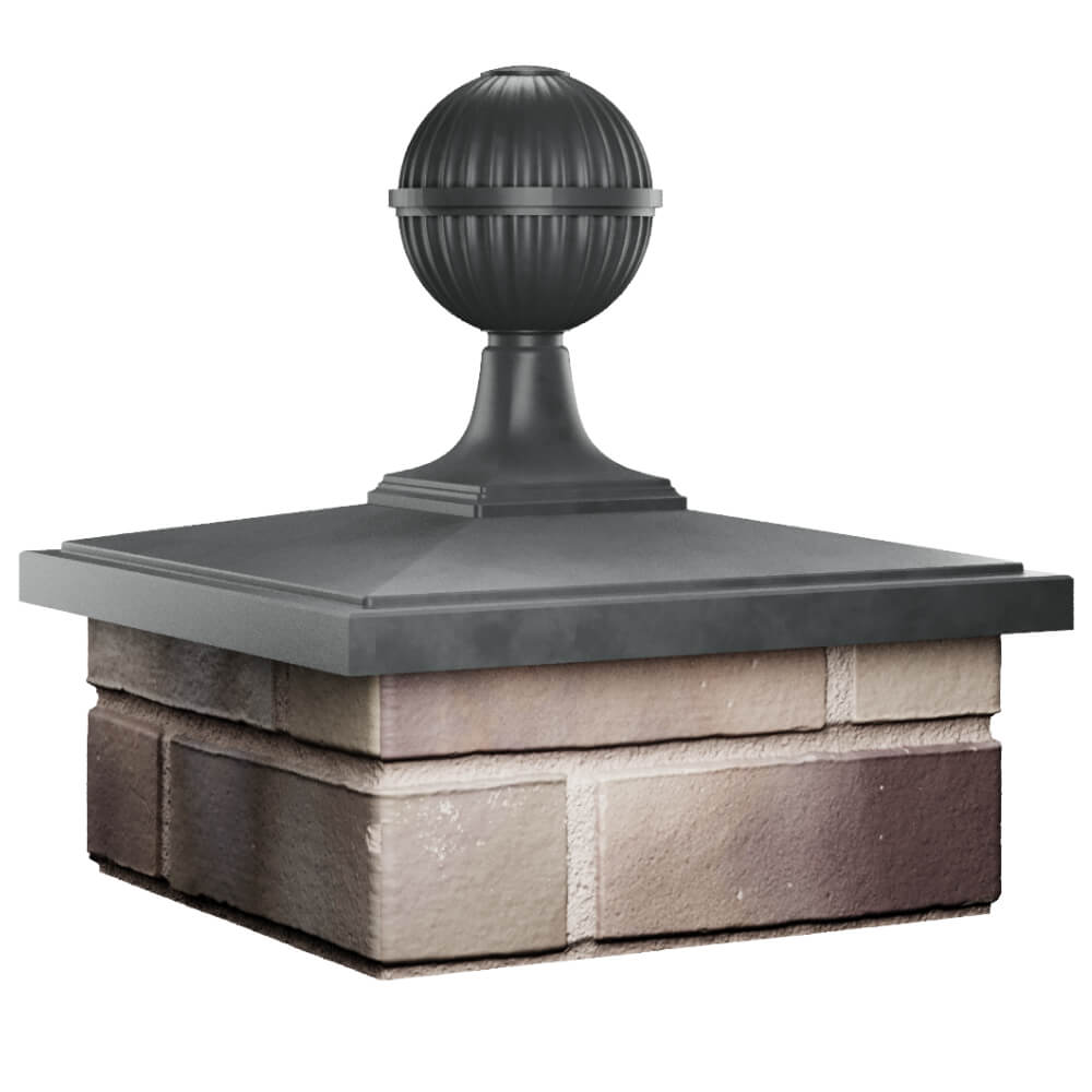 Колпак Zking БонаМоно Серый с шаром на столб 1.5х1.5 кирпича (385х385, 400х400мм) в сборе в Твери фото