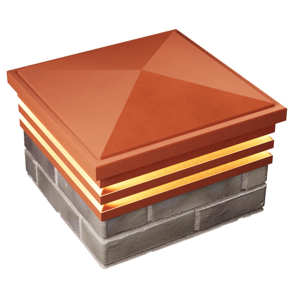 Колпак Zking Бона ХайТек Красный на столб 1.5х1.5 кирпича (385х385мм) с подсветкой в Твери фото