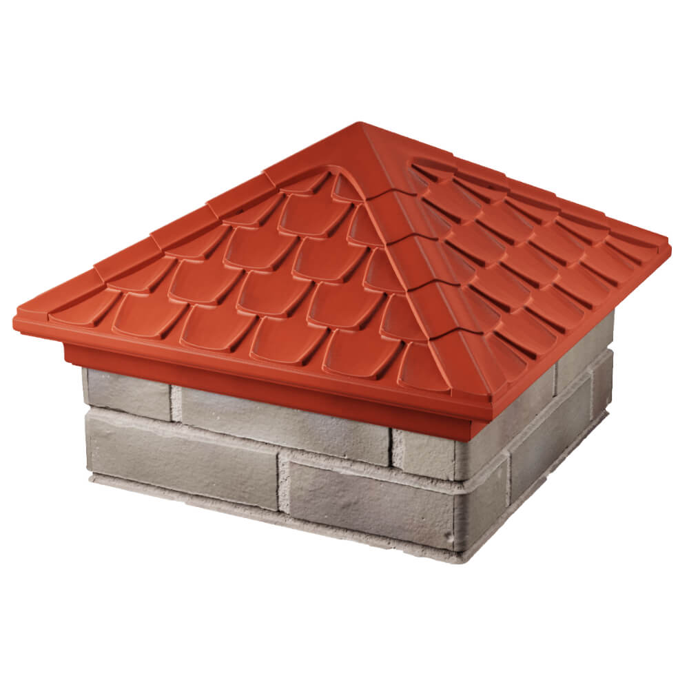 Колпак Zking Эльбрус Красный на столб 1.5х1.5 кирпича (385х385мм) в Твери фото