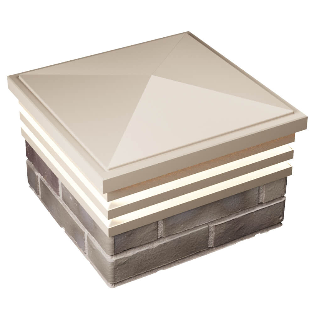 Колпак Zking Бона ХайТек Бежевый на столб 1.5х1.5 кирпича (385х385мм) с подсветкой в Твери фото