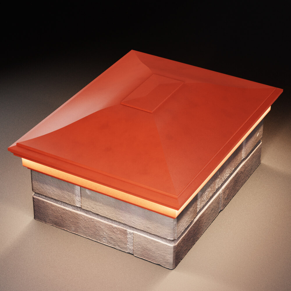 Колпак Zking Монблан Красный на столб 2х1.5 кирпича (515х385мм) c подсветкой в Твери фото