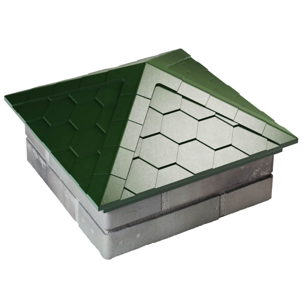 Колпак Zking Эверест Зеленый на столб 1.5х1.5 кирпича (390х390мм) в Твери фото