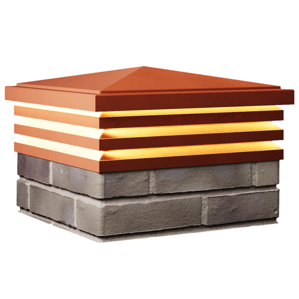 Колпак Zking Бона ХайТек Красный на столб 1.5х1.5 кирпича (385х385мм) с подсветкой в Твери фото