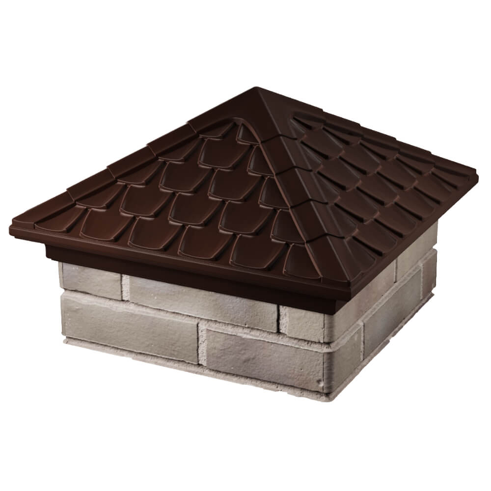 Колпак Zking Эльбрус Коричневый на столб 1.5х1.5 кирпича (385х385мм) в Твери фото