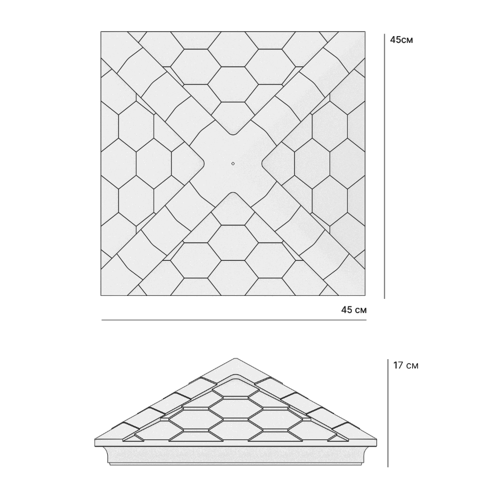 Колпак Zking Эверест Черный на столб 1.5х1.5 кирпича (390х390мм) в Твери фото