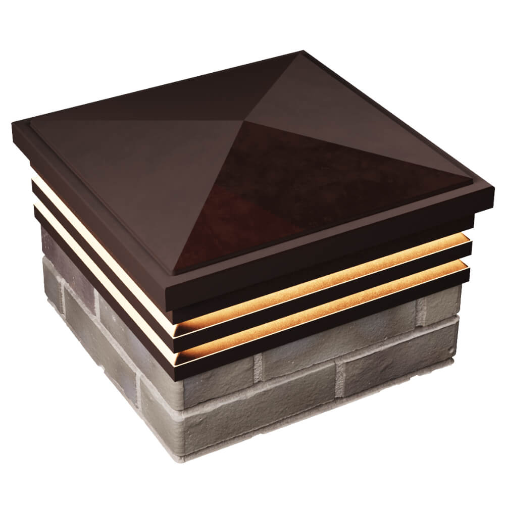 Колпак Zking Бона ХайТек Коричневый на столб 1.5х1.5 кирпича (385х385мм) с подсветкой в Твери фото