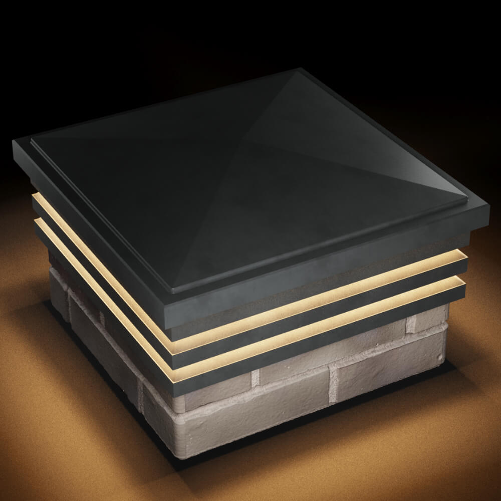 Колпак Zking Бона ХайТек Серый на столб 1.5х1.5 кирпича (385х385мм) с подсветкой в Твери фото