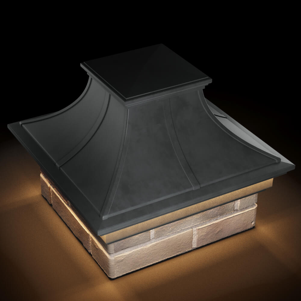 Колпак Zking Монблан Премиум Серый на столб 1.5х1.5 кирпича (385х385мм) с подсветкой в Твери фото