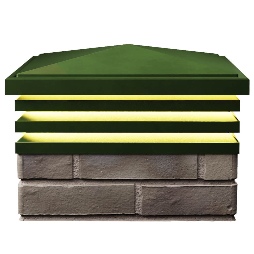 Колпак Zking Бона ХайТек Зеленый на столб 1.5х1.5 кирпича (385х385мм) с подсветкой в Твери фото