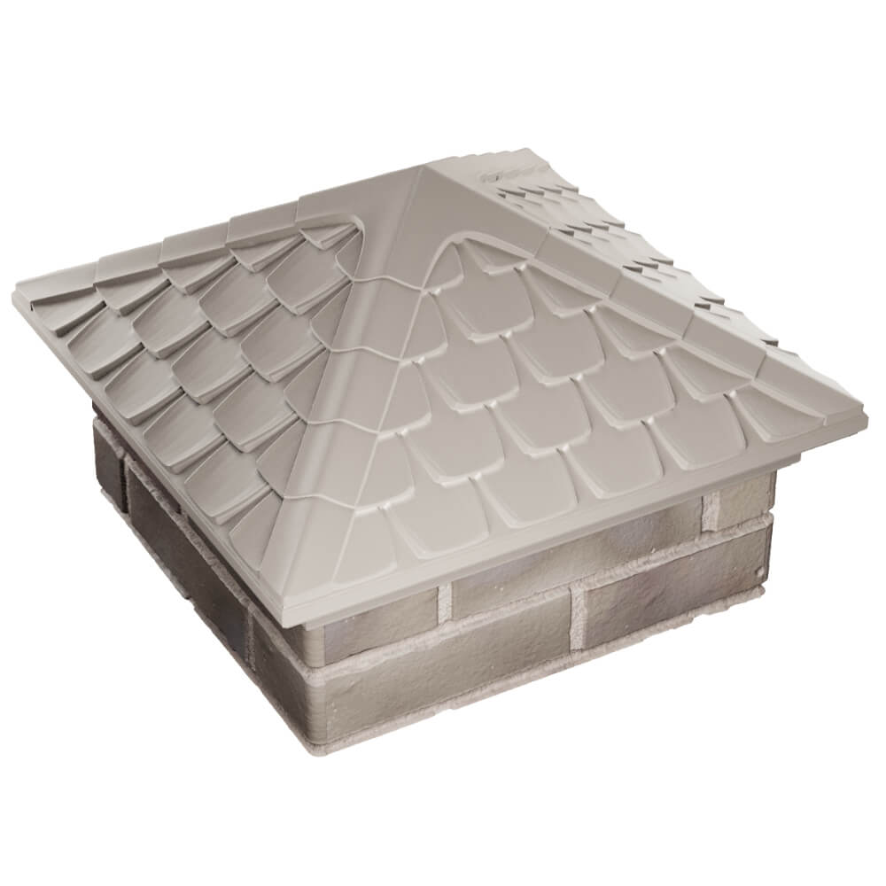 Колпак Zking Эльбрус Бежевый на столб 1.5х1.5 кирпича (385х385мм) в Твери фото