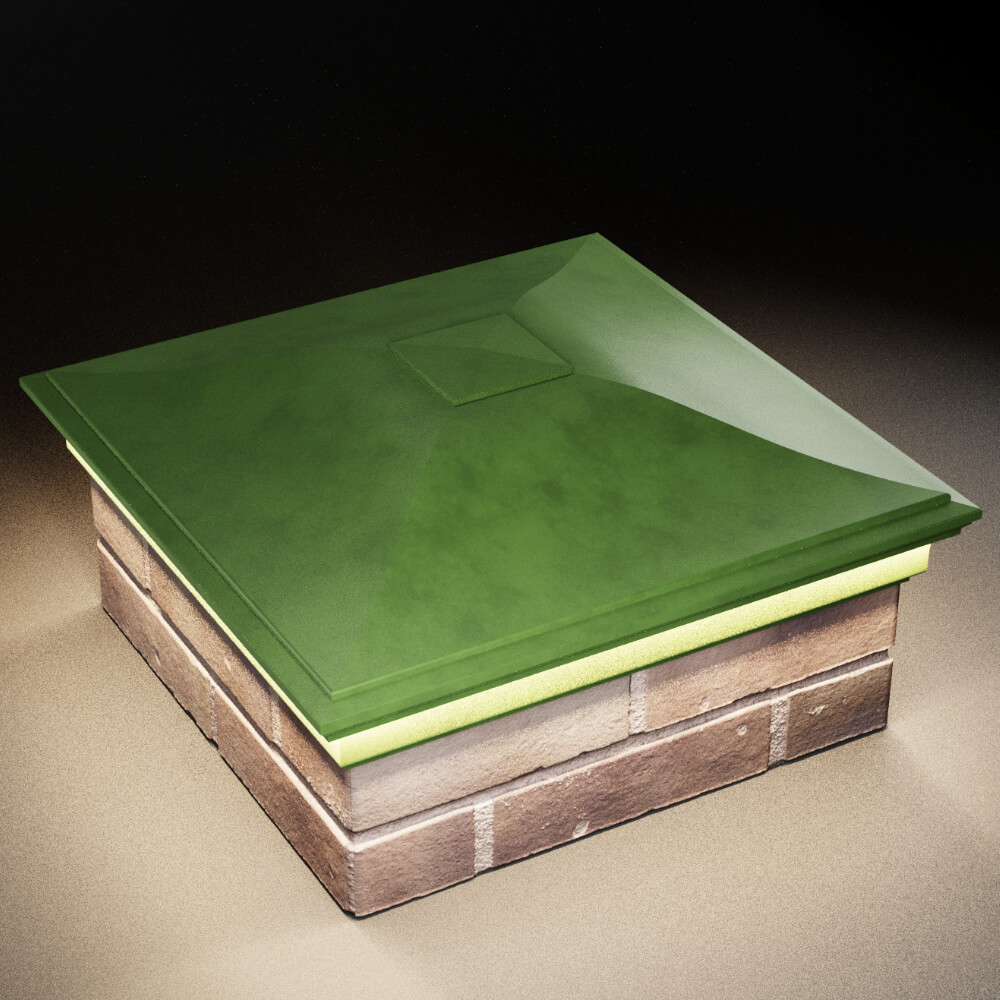 Колпак Zking Монблан Зеленый на столб 2х2 кирпича (515х515мм) c подсветкой в Твери фото