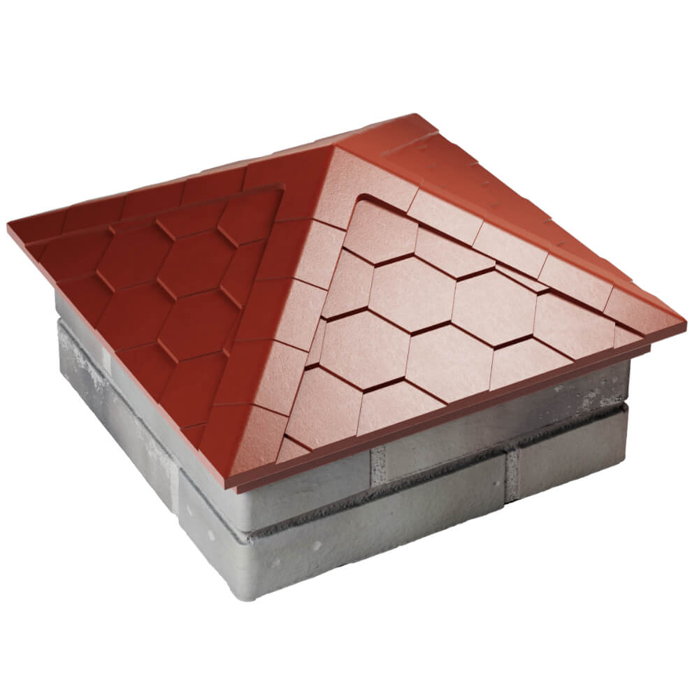 Колпак Zking Эверест Красный на столб 1.5х1.5 кирпича (390х390мм) в Твери фото