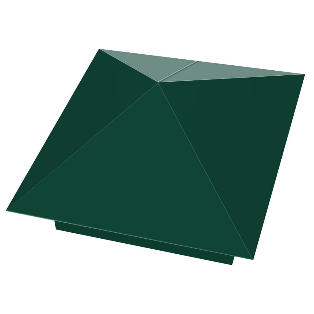 Колпак металлический 390х390мм RAL6005 Зеленый Мох заборный Тверь фото