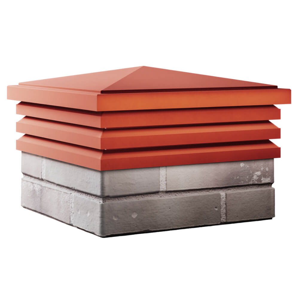 Колпак Zking Бона ХайТек Красный на столб 1.5х1.5 кирпича (385х385мм) в Твери фото