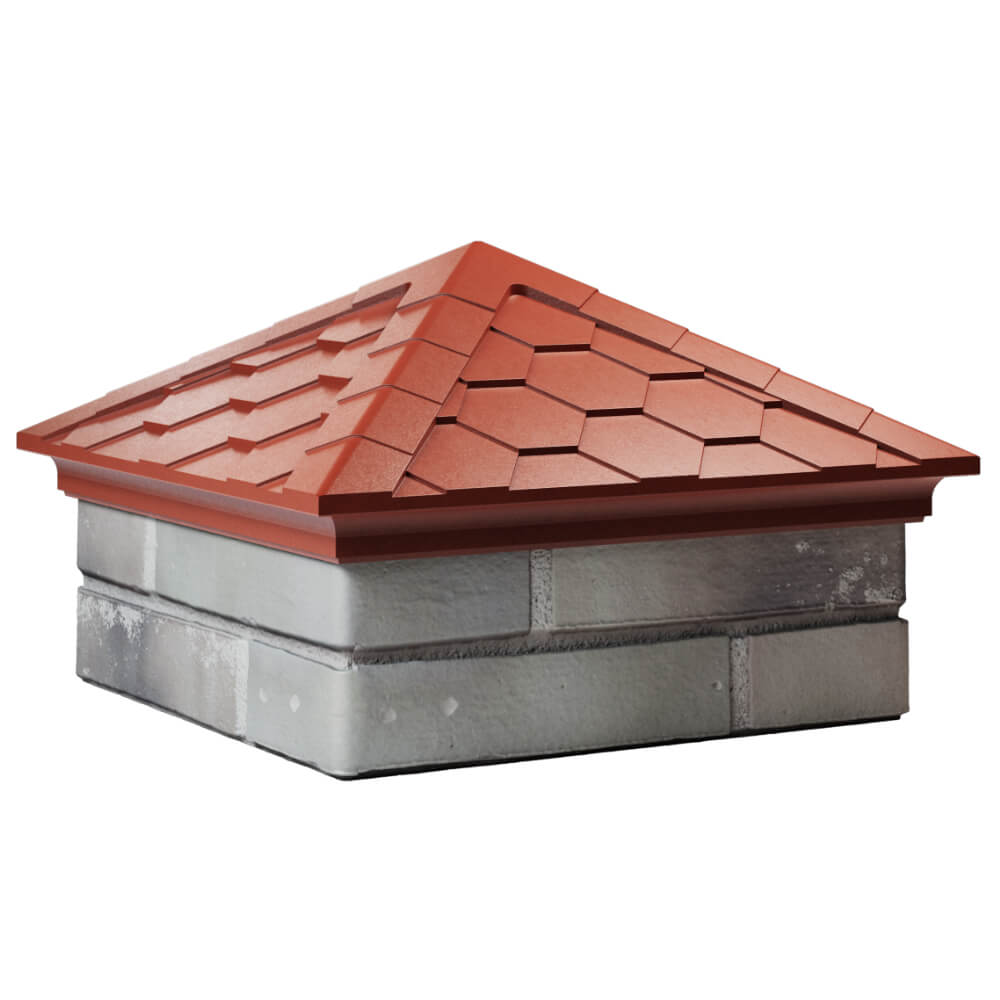 Колпак Zking Эверест Красный на столб 1.5х1.5 кирпича (390х390мм) в Твери фото