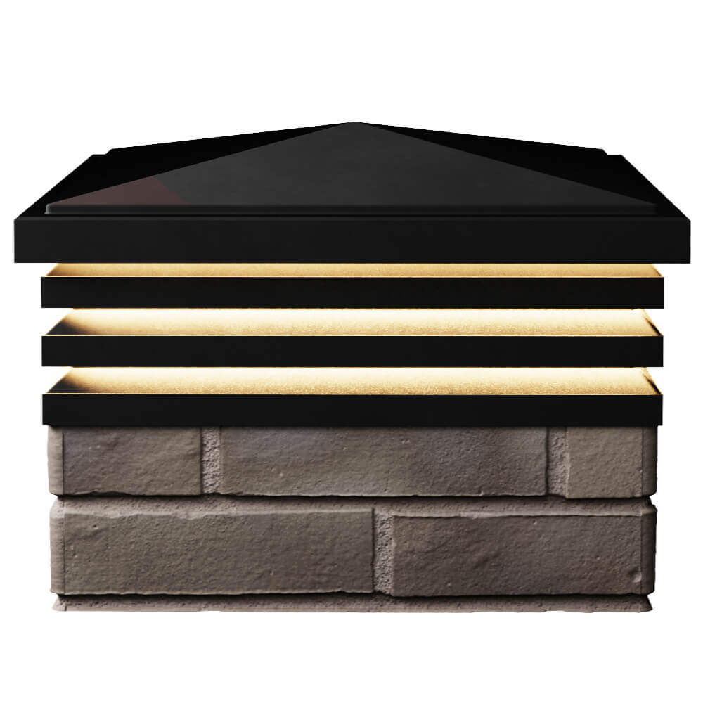 Колпак Zking Бона ХайТек Черный на столб 1.5х1.5 кирпича (385х385мм) с подсветкой в Твери фото