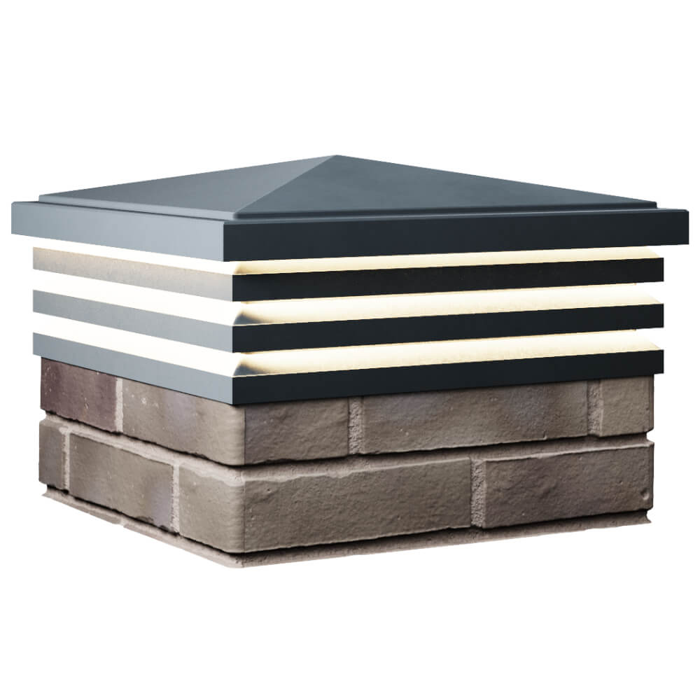 Колпак Zking Бона ХайТек Серый на столб 1.5х1.5 кирпича (385х385мм) с подсветкой в Твери фото