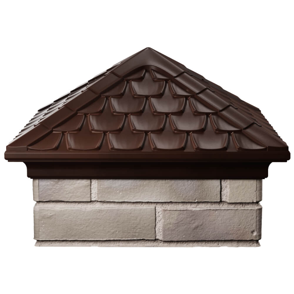 Колпак Zking Эльбрус Коричневый на столб 1.5х1.5 кирпича (385х385мм) Тверь фото