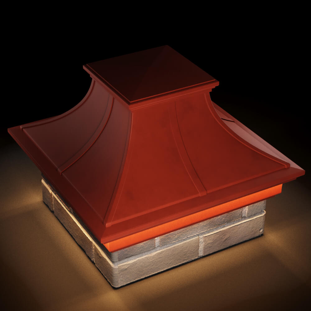 Колпак Zking Монблан Премиум Красный на столб 1.5х1.5 кирпича (385х385мм) с подсветкой в Твери фото
