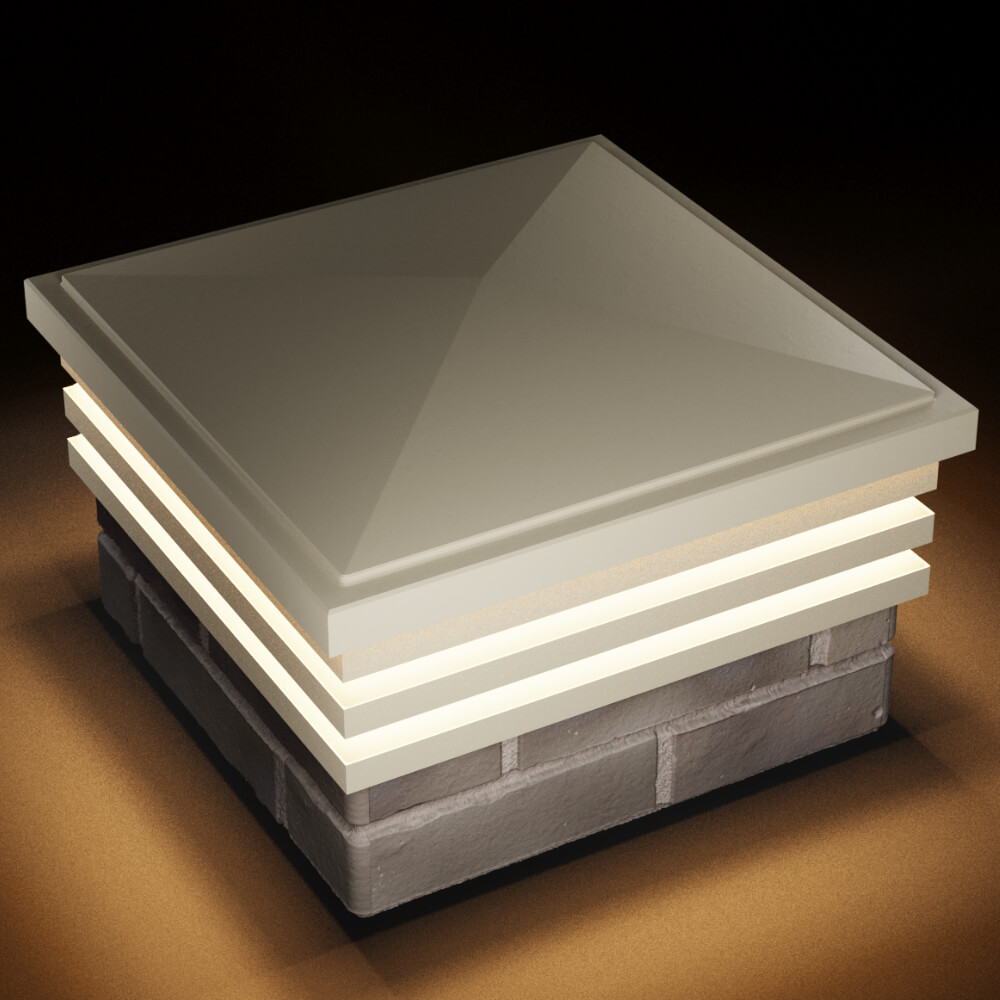 Колпак Zking Бона ХайТек Бежевый на столб 1.5х1.5 кирпича (385х385мм) с подсветкой в Твери фото