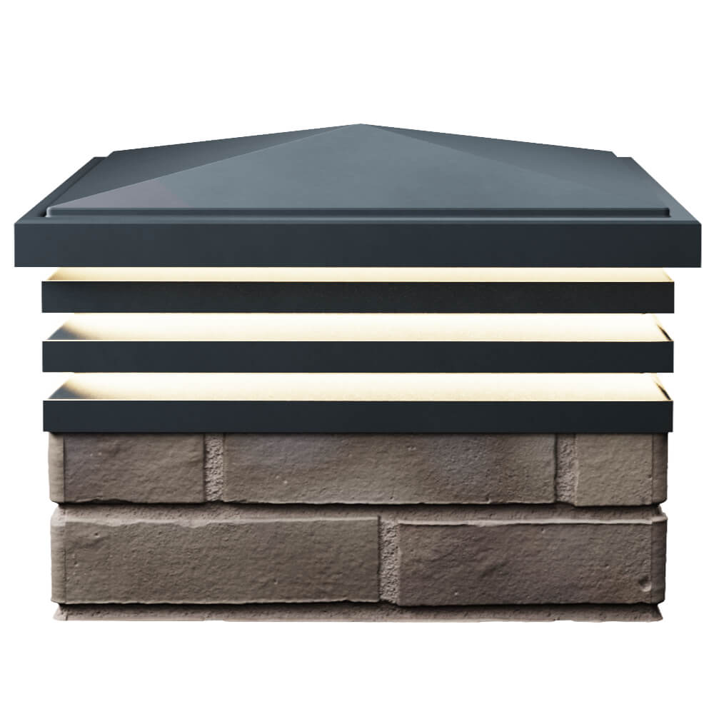 Колпак Zking Бона ХайТек Серый на столб 1.5х1.5 кирпича (385х385мм) с подсветкой в Твери фото