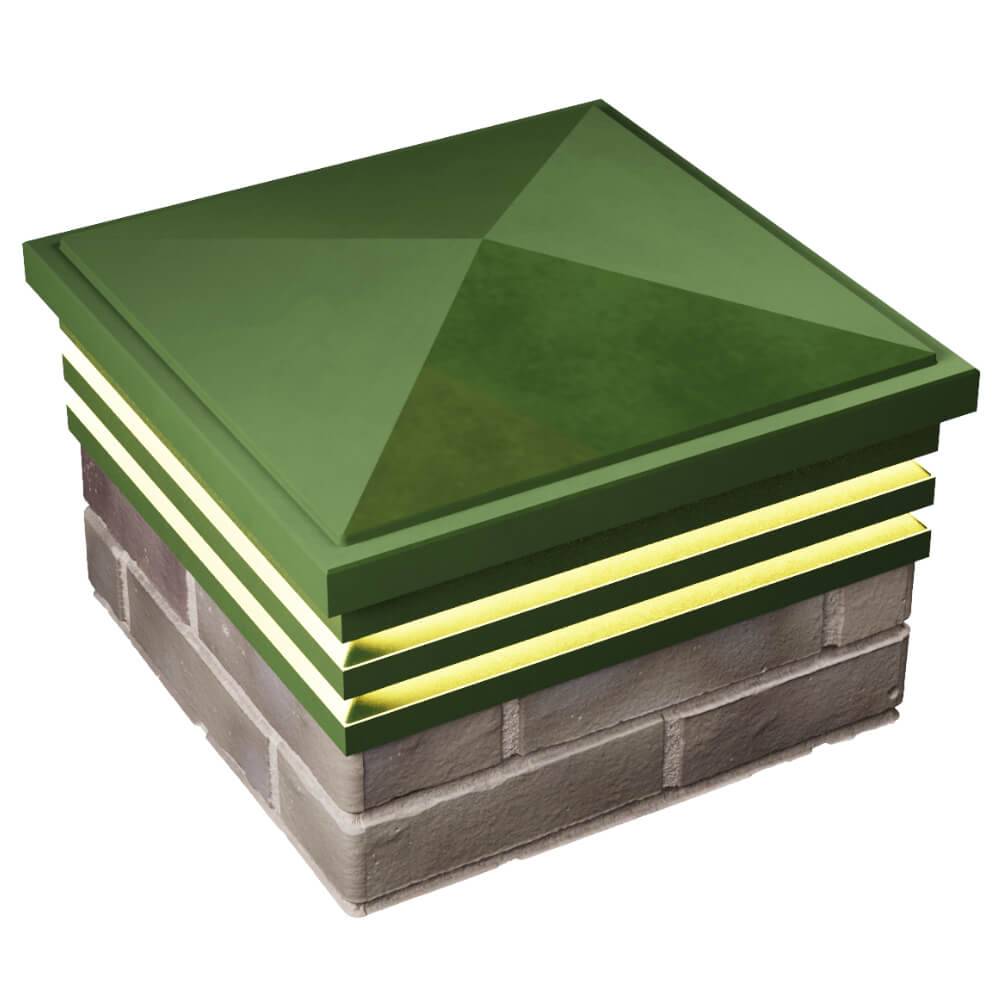 Колпак Zking Бона ХайТек Зеленый на столб 1.5х1.5 кирпича (385х385мм) с подсветкой в Твери фото