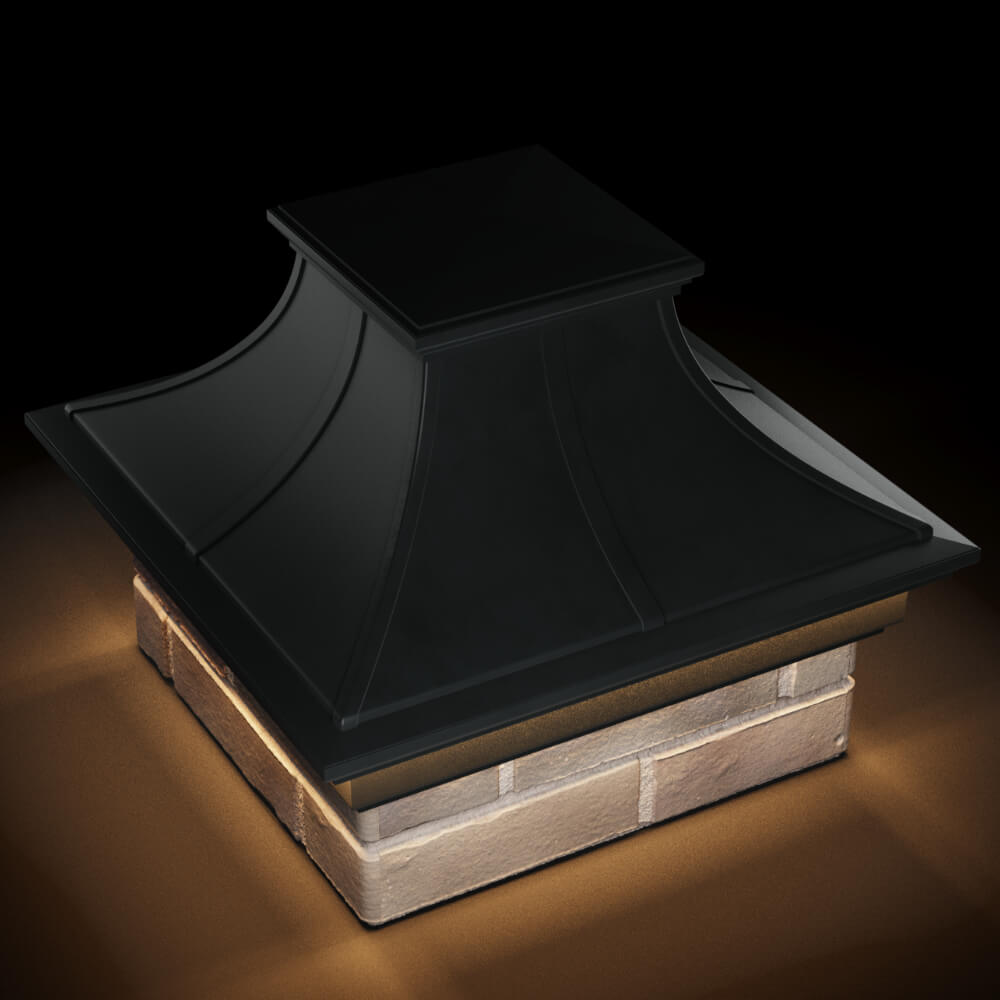 Колпак Zking Монблан Премиум Черный на столб 1.5х1.5 кирпича (385х385мм) с подсветкой в Твери фото