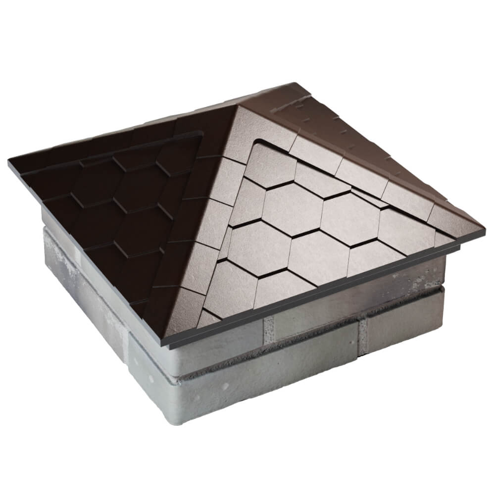 Колпак Zking Эверест Коричневый на столб 1.5х1.5 кирпича (390х390мм) в Твери фото