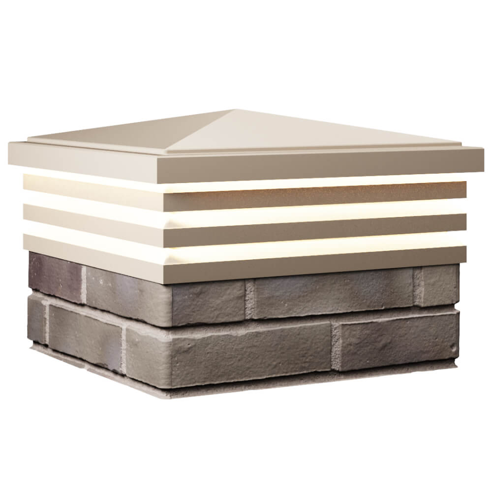 Колпак Zking Бона ХайТек Бежевый на столб 1.5х1.5 кирпича (385х385мм) с подсветкой в Твери фото