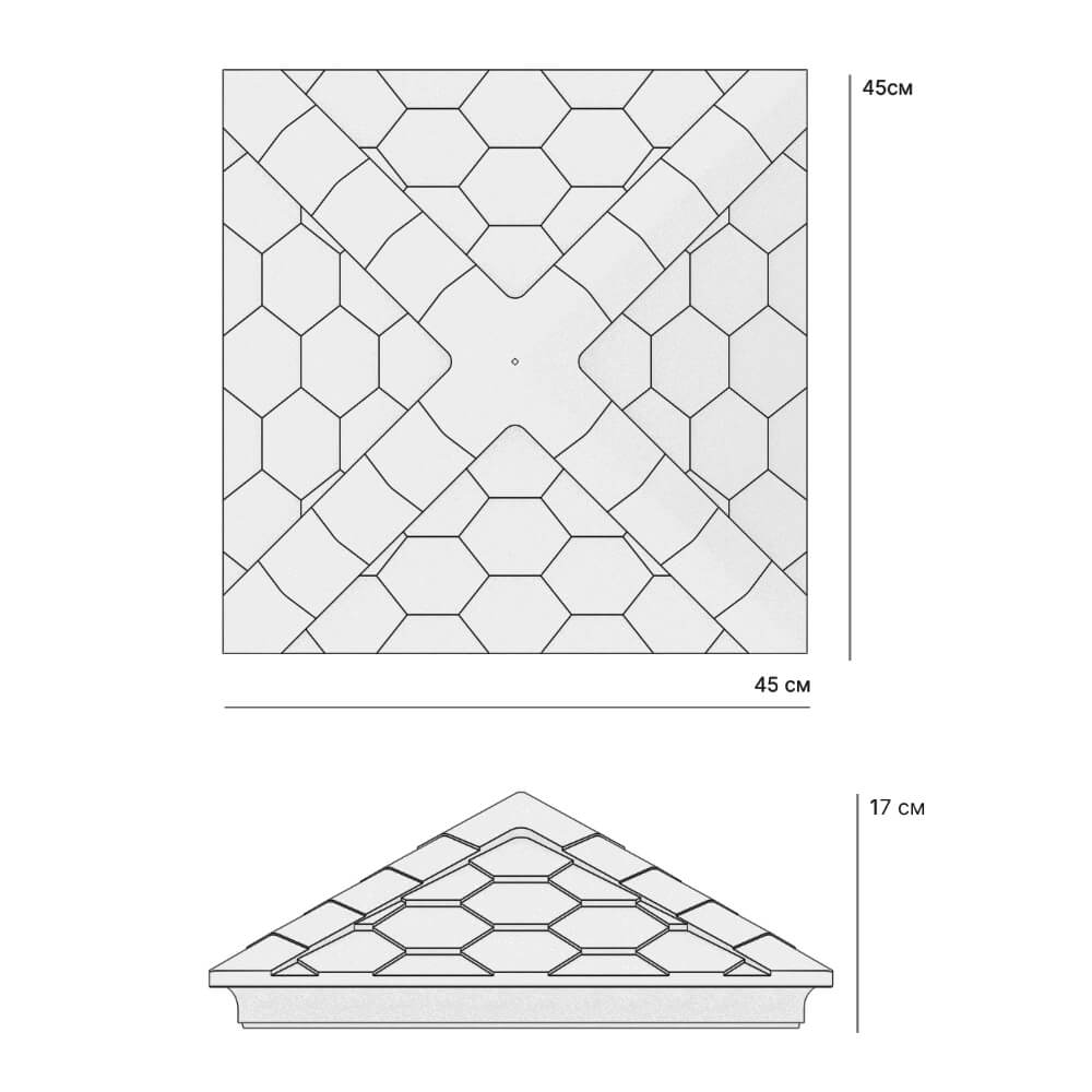 Колпак Zking Эверест Серый на столб 1.5х1.5 кирпича (390х390мм) в Твери фото