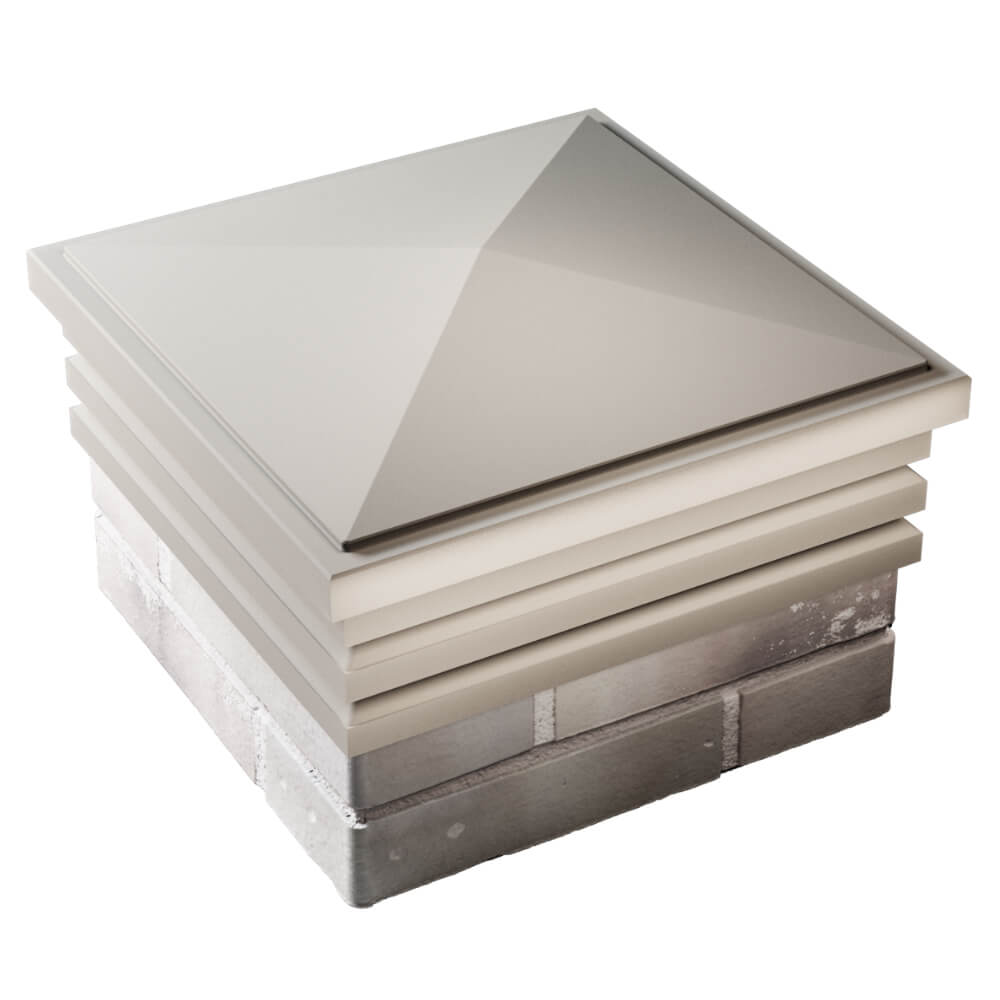 Колпак Zking Бона ХайТек Бежевый на столб 1.5х1.5 кирпича (385х385мм) в Твери фото