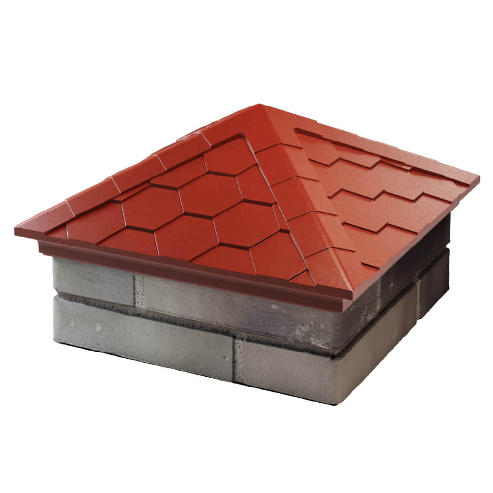 Колпак Zking Эверест Красный на столб 1.5х1.5 кирпича (390х390мм) в Твери фото