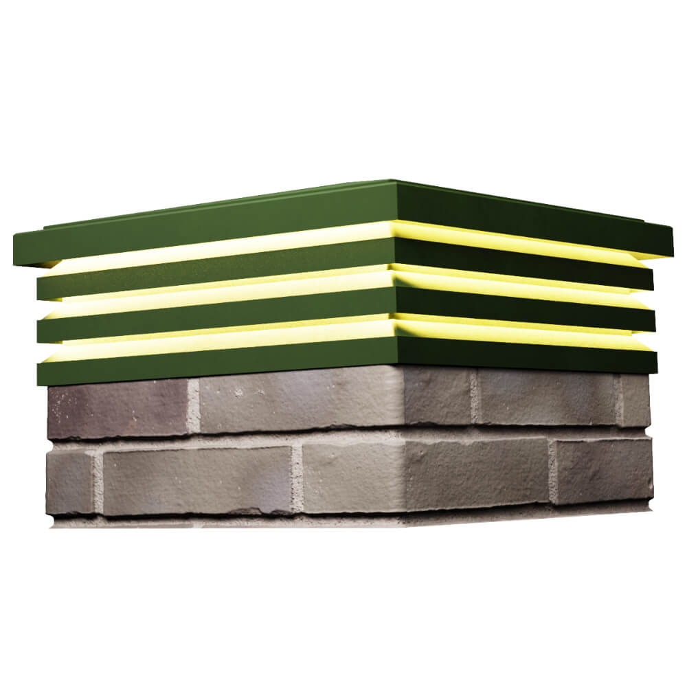 Колпак Zking Бона ХайТек Зеленый на столб 1.5х1.5 кирпича (385х385мм) с подсветкой в Твери фото