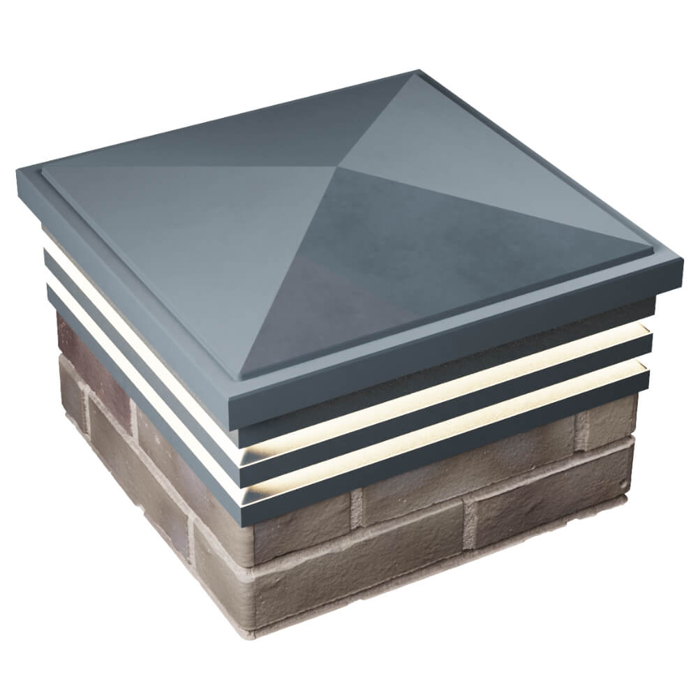 Колпак Zking Бона ХайТек Серый на столб 1.5х1.5 кирпича (385х385мм) с подсветкой в Твери фото