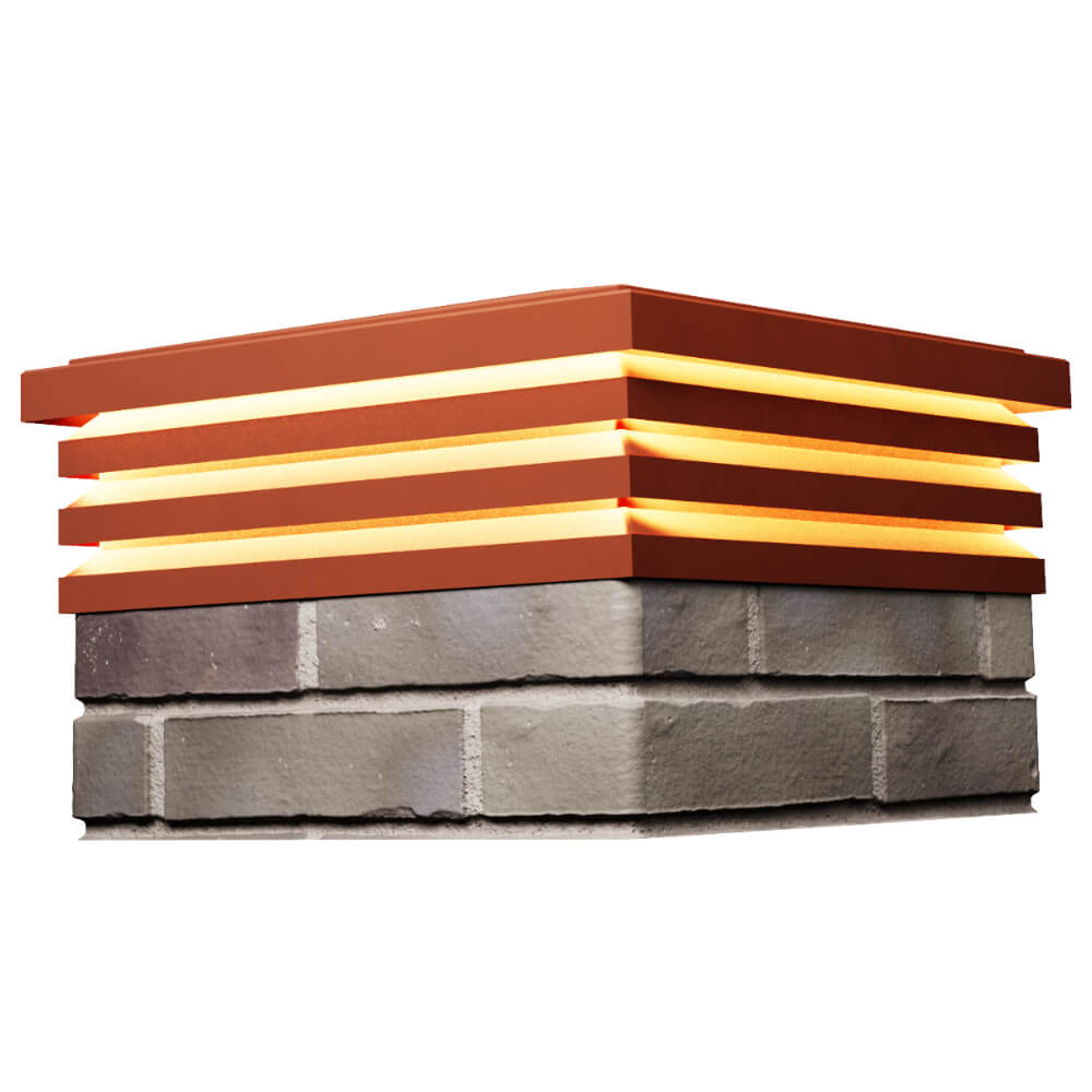 Колпак Zking Бона ХайТек Красный на столб 1.5х1.5 кирпича (385х385мм) с подсветкой в Твери фото