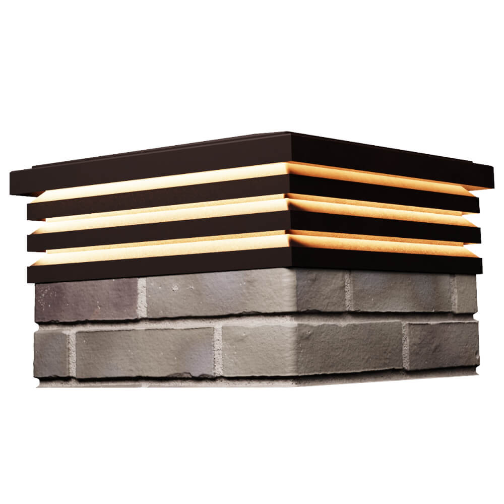 Колпак Zking Бона ХайТек Коричневый на столб 1.5х1.5 кирпича (385х385мм) с подсветкой в Твери фото