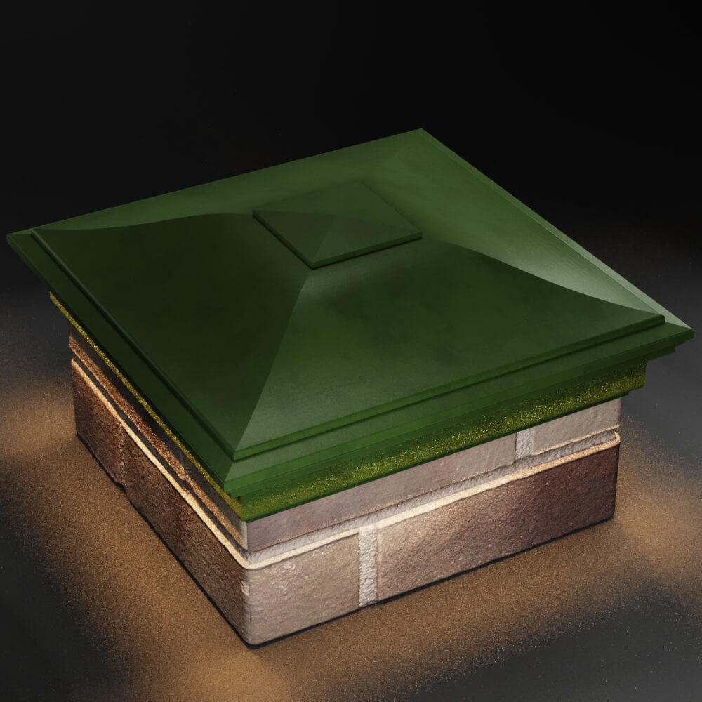 Колпак Zking Монблан Зеленый на столб 1.5х1.5 кирпича (385х385мм) с подсветкой в Твери фото