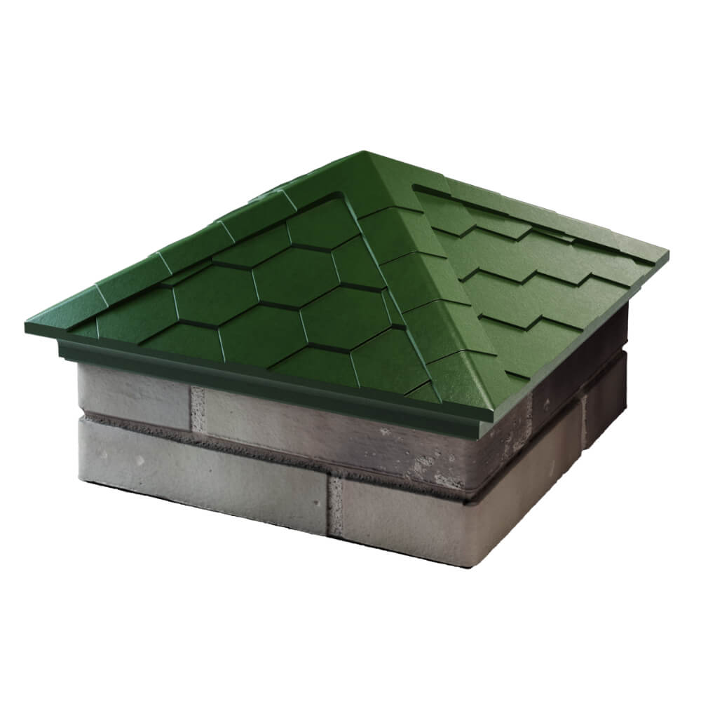 Колпак Zking Эверест Зеленый на столб 1.5х1.5 кирпича (390х390мм) в Твери фото