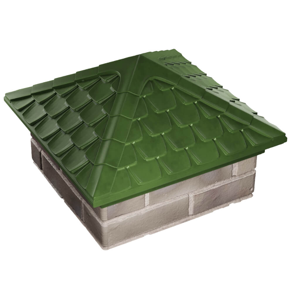 Колпак Zking Эльбрус Зеленый на столб 1.5х1.5 кирпича (385х385мм) в Твери фото