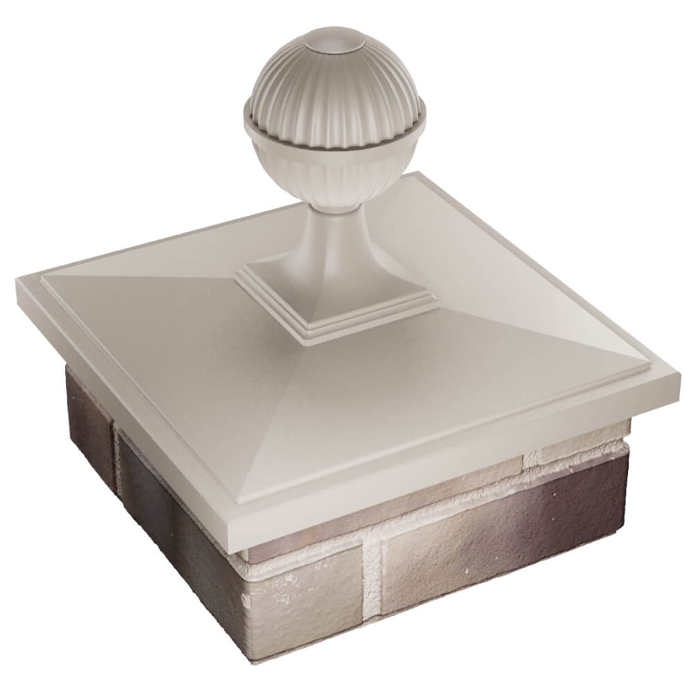 Колпак Zking БонаМоно Бежевый с шаром на столб 1.5х1.5 кирпича (385х385, 400х400мм) в сборе в Твери фото