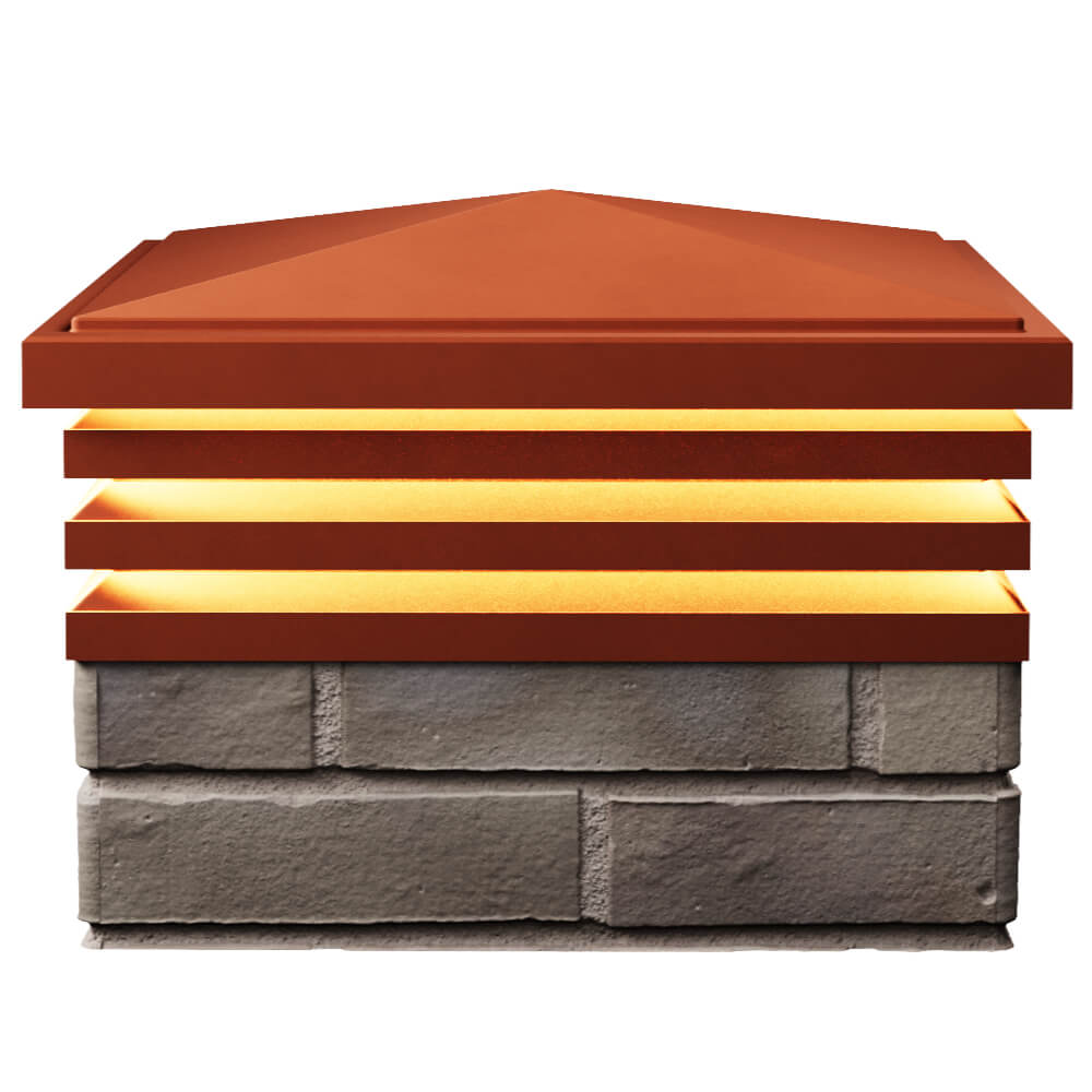 Колпак Zking Бона ХайТек Красный на столб 1.5х1.5 кирпича (385х385мм) с подсветкой в Твери фото