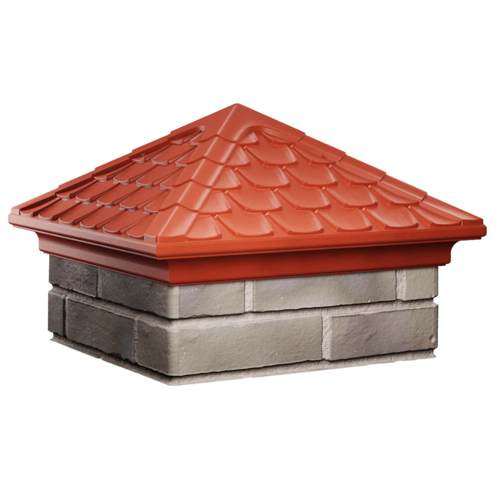 Колпак Zking Эльбрус Красный на столб 1.5х1.5 кирпича (385х385мм) в Твери фото