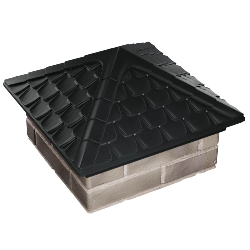 Колпак Zking Эльбрус Черный на столб 1.5х1.5 кирпича (385х385мм) в Твери фото