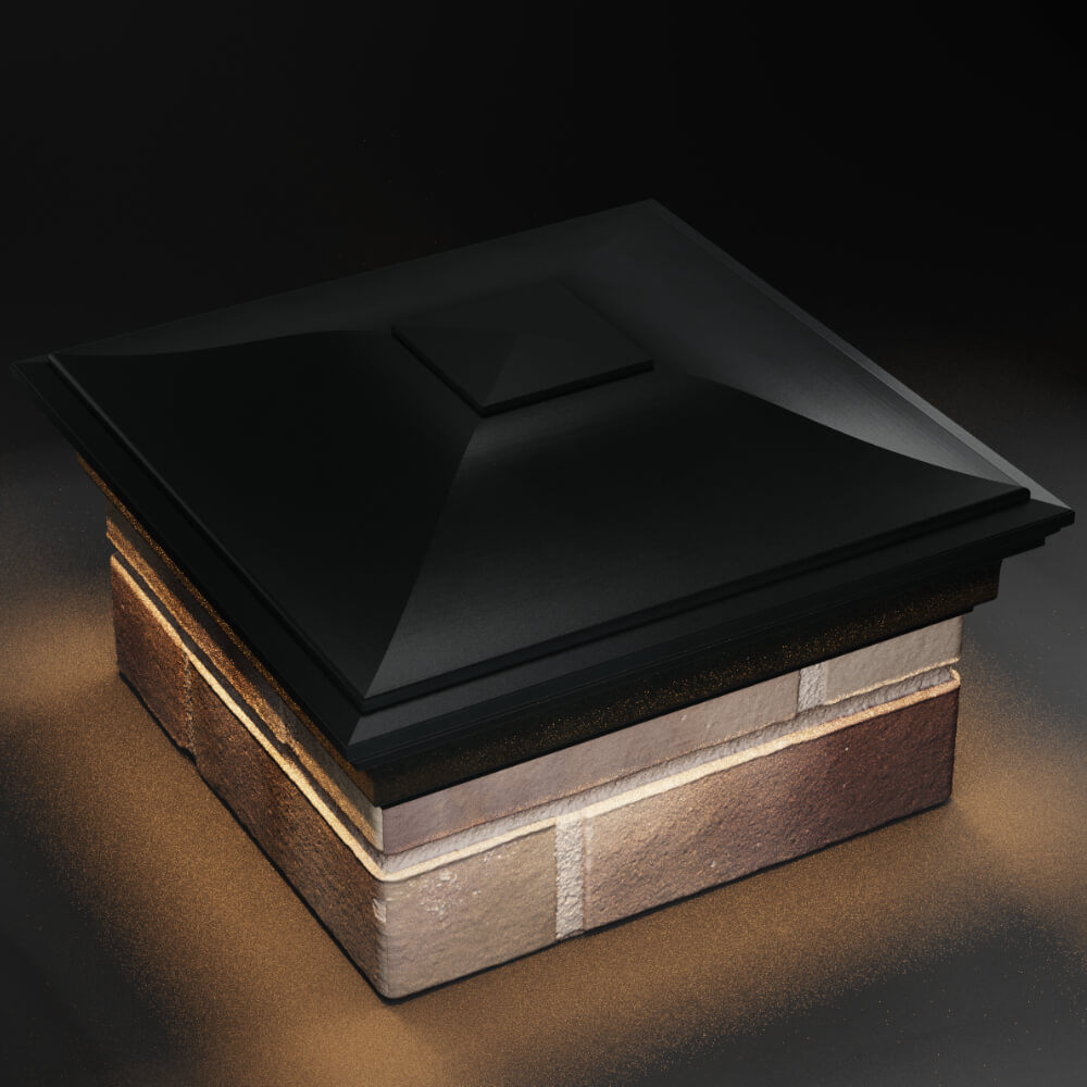 Колпак Zking Монблан Черный на столб 1.5х1.5 кирпича (385х385мм) с подсветкой в Твери фото