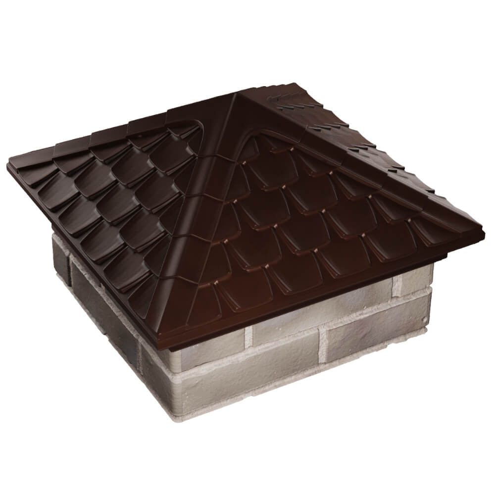 Колпак Zking Эльбрус Коричневый на столб 1.5х1.5 кирпича (385х385мм) в Твери фото