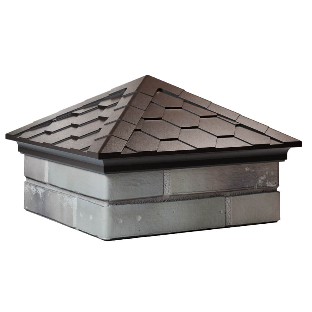 Колпак Zking Эверест Коричневый на столб 1.5х1.5 кирпича (390х390мм) в Твери фото