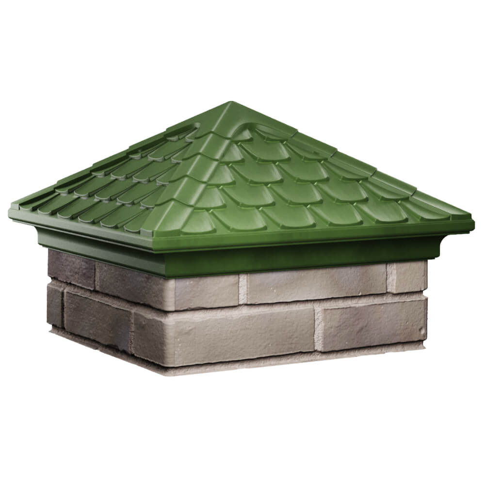 Колпак Zking Эльбрус Зеленый на столб 1.5х1.5 кирпича (385х385мм) в Твери фото