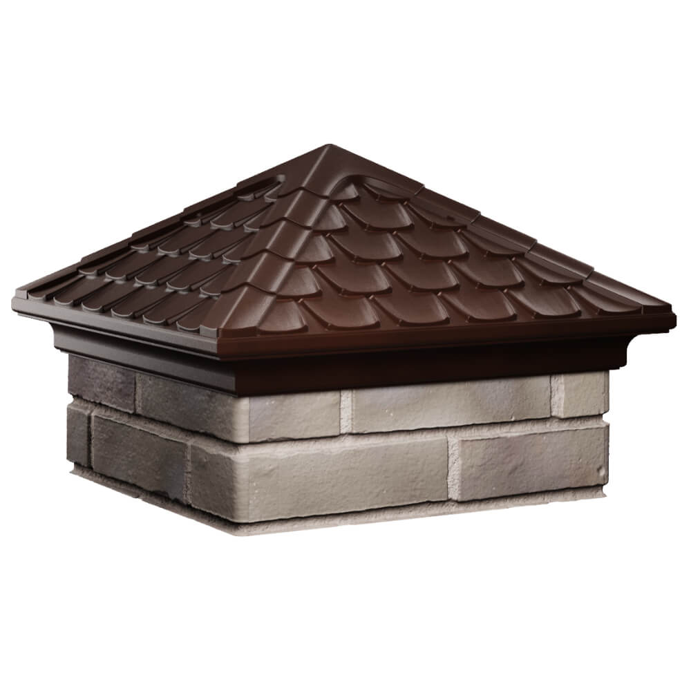 Колпак Zking Эльбрус Коричневый на столб 1.5х1.5 кирпича (385х385мм) в Твери фото